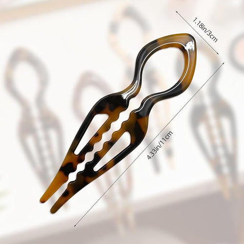 4PCS Prestige French Hair Pins for Women - Acetate Hair Clips for Thick, Thin, Fine Hair - Decorative Bun Styling Barrettes in Black & Blonde(A)