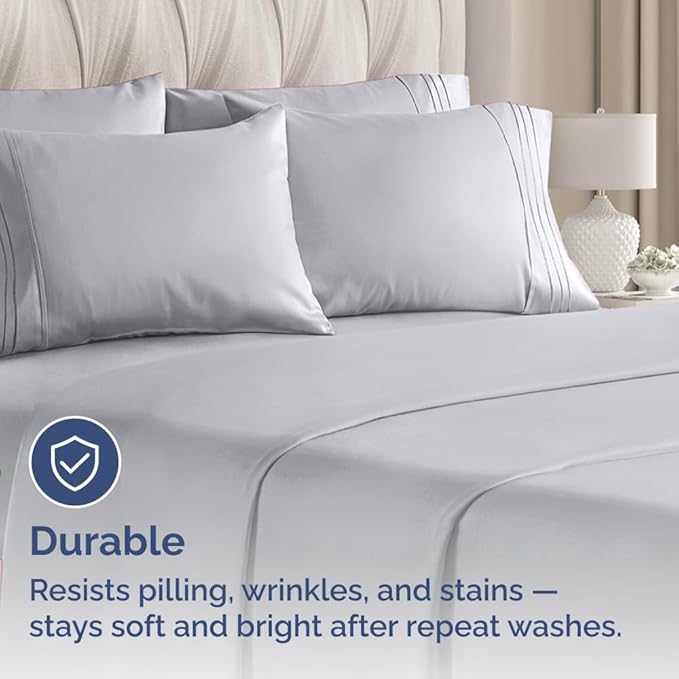 King Pillow Cases Set of 6 - Ultra Soft Hotel Quality Pillowcase Covers - Comfy. Cozy & Wrinkle Free - Shrink, Stain and Fade Resistant - Machine Washable Pillow Protectors - 6 Piece Set - Steel Blue