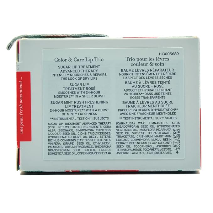Fresh Color & Care Sugar Lip Set: Sugar Mint Rush Freshening, Rose Tinted Lip Treatment, and Advanced Therapy