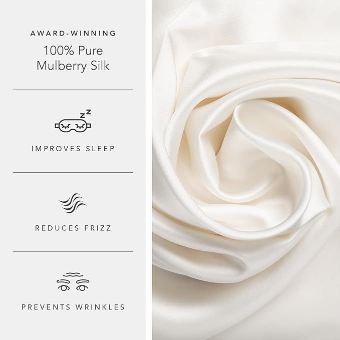 Fishers Finery 25mm 100% Pure Mulberry Silk Pillowcase (White King)