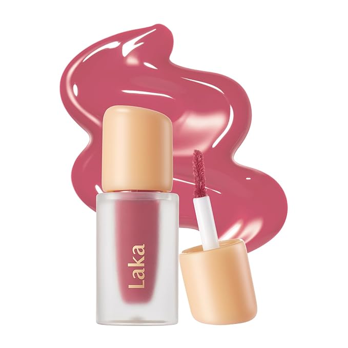 Laka Fruity Glam Lip Tint Mini, Glowing Lip Stain with Wide Color Spectrum, Hydrating & Lightweight Texture, Long-Lasting Bold Stain, Non-Sticky, Vegan, K-Beauty (#111 Mellow)