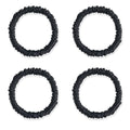 22 Momme 100% Mulberry Silk Hair Ties, Well-Hold Elastic for No-Damage, (4 Pack, Black), 6A Grade, Soft Scrunchies, Reduces Frizz & Breakage, OEKO-TEX Certified