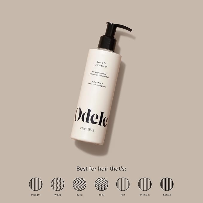 Odele Vegan Leave-In Conditioner, for Deep Moisture, Detangling, Frizz Control, Weightless Shine, and All Hair Types + Textures, 8 fl oz (2-Pack)