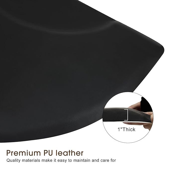BarberPub Anti-Fatigue Salon Mat for Stylist Standing, Semi Circle Comfort Barber Floor Mat 0025 (Black, 3' x 4'x 1”)