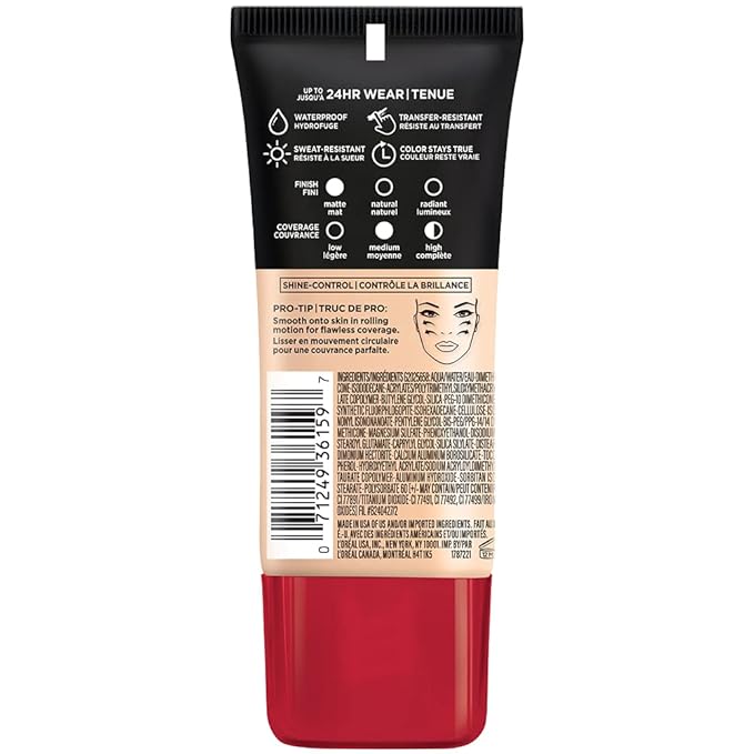 L'Oreal Paris Cosmetics Makeup Infallible Pro-Matte Liquid Longwear Foundation, Ivory Buff, 1 fl oz.