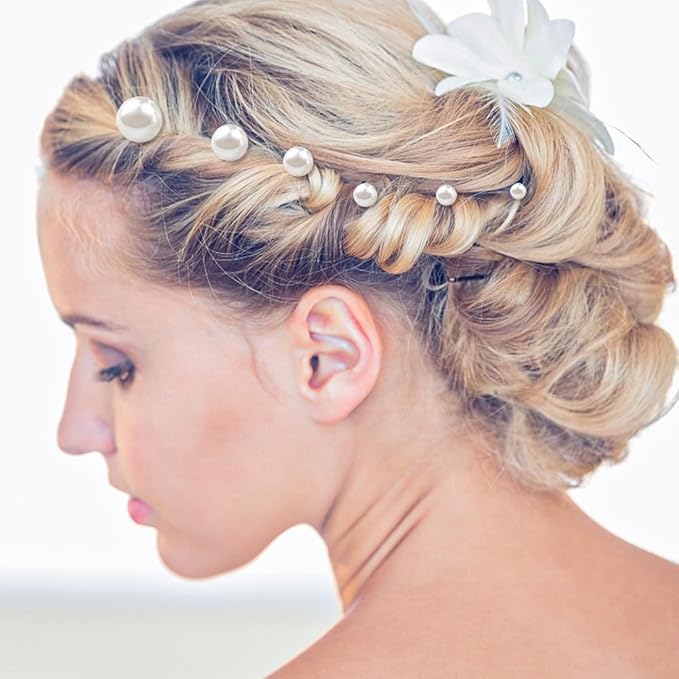 ELANE 36 Pcs Pearl Hair Pins for Wedding Hairstyles,Pearl Bridal Hair Accessories Pearl Bobby Pins for Hair,Pearl Hair Accessories for Wedding (Gold)