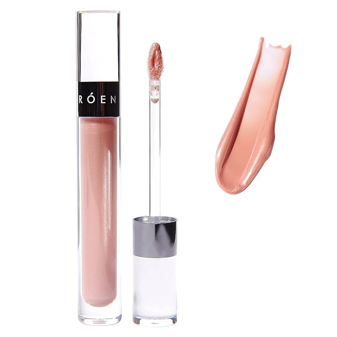 ROEN - Natural Kiss My Liquid Lip Balm Shimmer | Vegan, Cruelty-Free, Clean Makeup (RUMOR - Shimmery Light Pink)