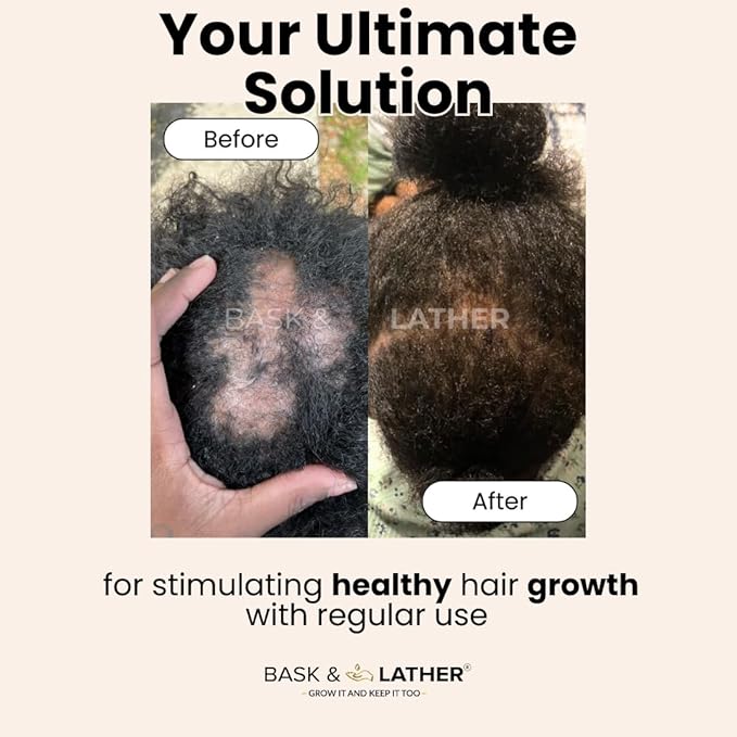 BASK & LATHER Inside-Out Growth Kit | Scalp Stimulator Oil + Gro & Glow Vitamins | Nourish Hair from Inside & Out for Stronger, Thicker, Healthier Growth