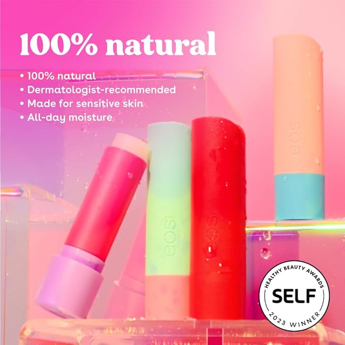 eos 100% Natural Lip Balm- Vanilla Mint, All-Day Moisture, Made for Sensitive Skin, Lip Care Products, 0.25 oz (Pack of 2)