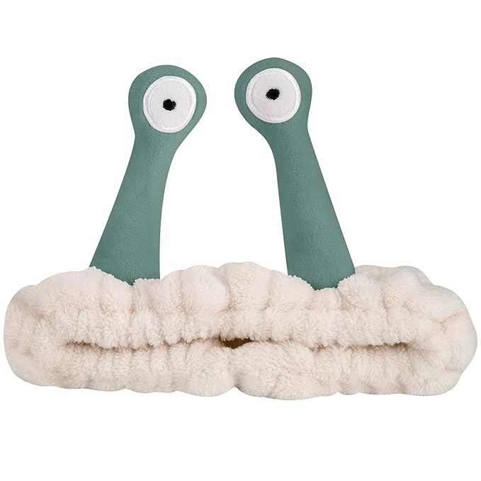 Jowmoy Cute white Snail Headband, to Wash Face for Women Makeup Shower Spa Headband