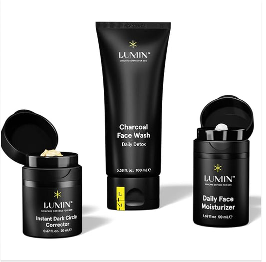 Lumin Skin Care Set Routine for Men - Burnout Buster Trio - Men's Facial Care Kit, Men's Skincare Routine For Dry Skin & Dark Circles, 2 Month Supply