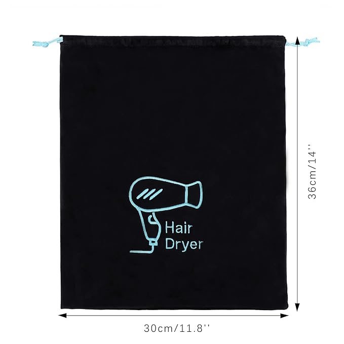 Hair Dryer Bag 11.8’’x 14’’ Storage Organizer Bag For Hairdryer and All Hair Tools With Drawstring, Ideal for Travel, Gym, Hotel or Home Use (One Pack)