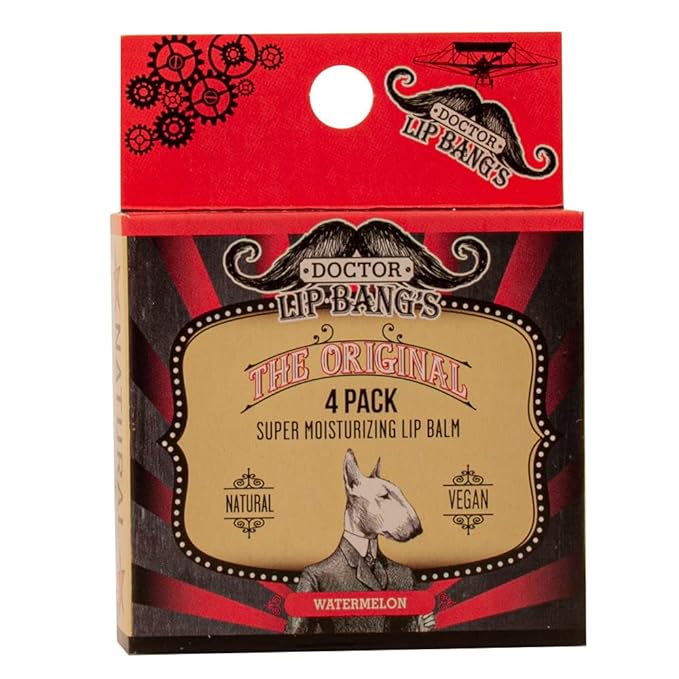 Doctor Lip Bang's Super Moisturizing Lip Balm | 4 Pack | Watermelon| ALL NATURAL & CRUELTY FREE | 100% VEGAN | FOR DRY & CRACKED LIPS