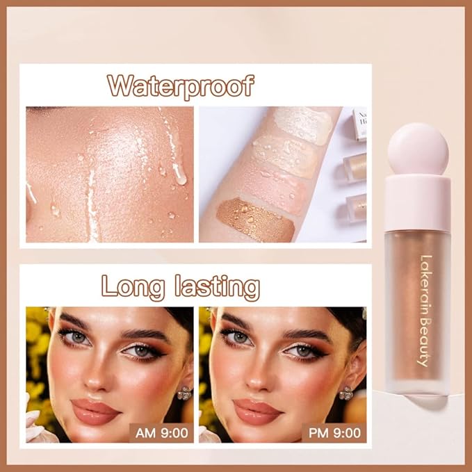 UNYOKE Liquid Highlighter, Highlighter makeup Stick，Makeup Highlighter Face Illuminator, Beauty Glow Highlight Body Shimmer, Waterproof Smooth Cream Highlighter, Longlasting Liquid Highlighter, Body Highlighter.-04#
