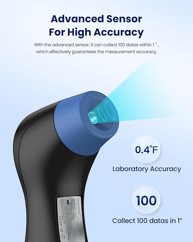 Forehead Thermometer for Adults and Kids, Digital Touchless Thermometer for Baby, Infants and Toddlers, 3 Color Fever Alarm,1s Fast Accurate Reading, Non Contact