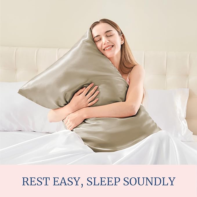 BEDELITE Satin Pillowcase for Hair and Skin, Super Soft Similar to Silk Pillow Cases 4 Pack with Envelope Closure, Cooling Pillowcases for Women Men (20"x40" King Size, Taupe)