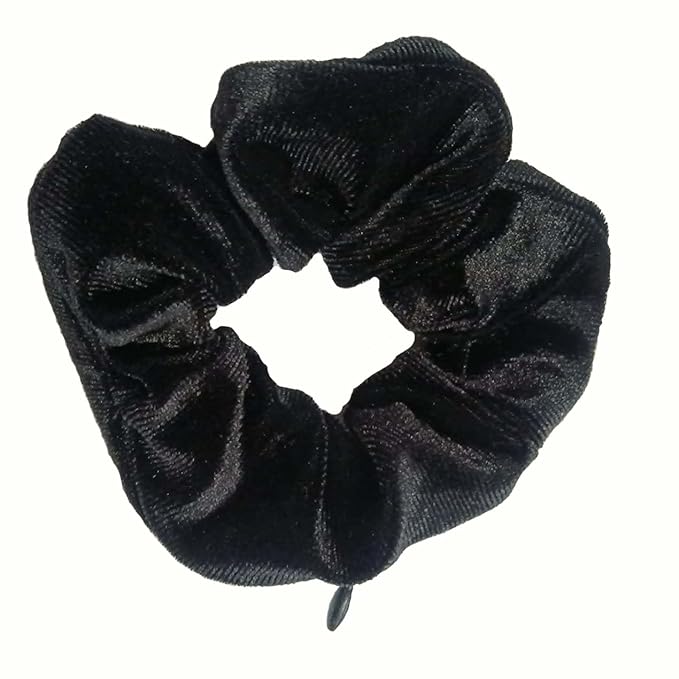 Velvet Scrunchie with Zipper Pocket for Women - Hair Tie with Hidden Storage Compartment for Cash, Lipstick, Keys & Valuables | Hidden Compartment Items for Travel (Black, 4PCS)