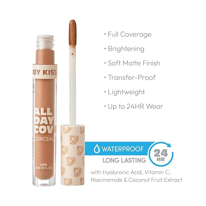 Ruby Kisses All Day Concealer Lightweight Full Coverage Multi-Use Concealer 0.13 Fl Oz (Warm Honey)