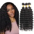 Deep Wave Bundles Human Hair Color 1B Bundle Brazilian Virgin Soft and Silky Remy Hair 3 Bundles 22 24 26 Inch Niegmeag Double Weft Natural Black Deep Wave Bundle 300g