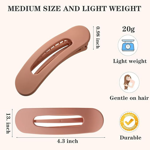 5 Pcs Flat Hair Clips, Medium Lay Flat Claw Clips for Women Girls,Strong Hold Non-slip Matte Hair Claws for Thick Thin Hair(Pink&Purple)