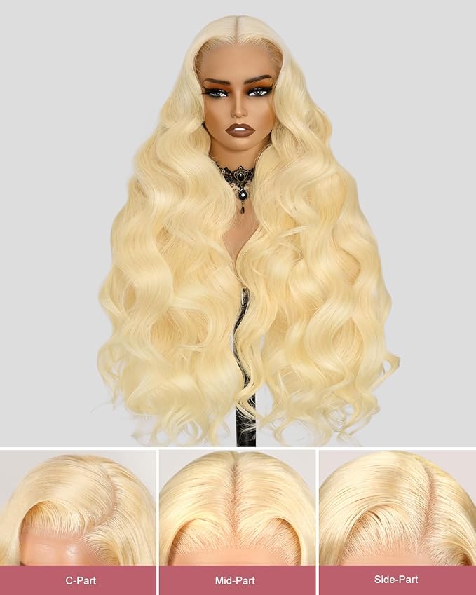 Alididi 613 Lace Front Wig Human Hair 13x4 Blonde Body Wave Hd Transparent Lace Frontal Wigs Human Hair Pre Plucked With Baby Hair 180% Density Blonde Glueless Wigs Human Hair 30 Inch