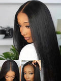 Julia Hair No Slip Yaki Straight 7x5 Lace Closure Glueless Drawstring Wig Flexible Mesh Cap Bye-Bye Slip Pre Cut HD Lace Front Pre Everything Bleached Knots Wear and Go Wig,Zero Slip Hold 20 Inch