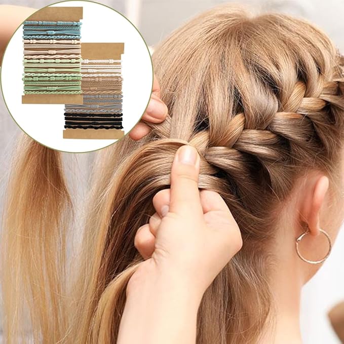 DIYDEC 32PCS Boho Hair Bracelets for Women Elastic Bracelets Hair Ties No Damage Hair Bands for Girls Thick Thin Long Curly Hair Accessories(D Style)