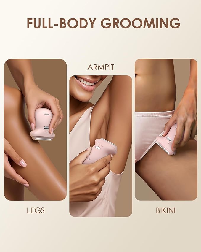 Mini Womens Electric Shaver Travel-Sized Body Hair Trimmer, Palm-Perfect Hair Removal Razor with LED Display, Waterproof Wet/Dry Use Type-C Charging, On-The-Go Pink