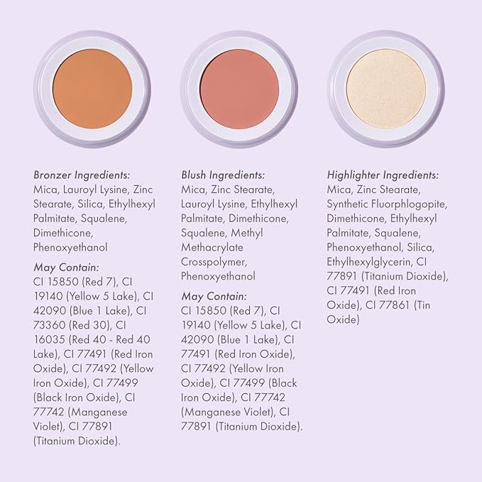 Subtl Beauty 3-in-1 travel makeup kit by subtl staks | powder blush, bronzer, and highlighter | includes mirror lid and mini brush | for dark-deep skin tones