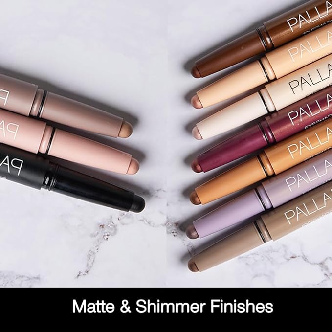 Palladio Waterproof Eyeshadow Stick with Blending Sponge, Long Lasting & Effortless Application, Smudge Free & Crease Proof Formula, Matte & Shimmer Shades, Buildable Eye Shadow (Champagne Shimmer)