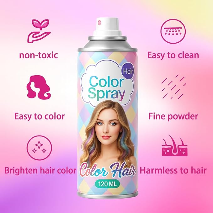 White Temporary Hair Color Spray for Adlut Teens Kids, 1-Day Washable Hair Spray, Fun Bright Shade for Halloween, Cosplay, DIY Hair Looks, Festivals & Parties