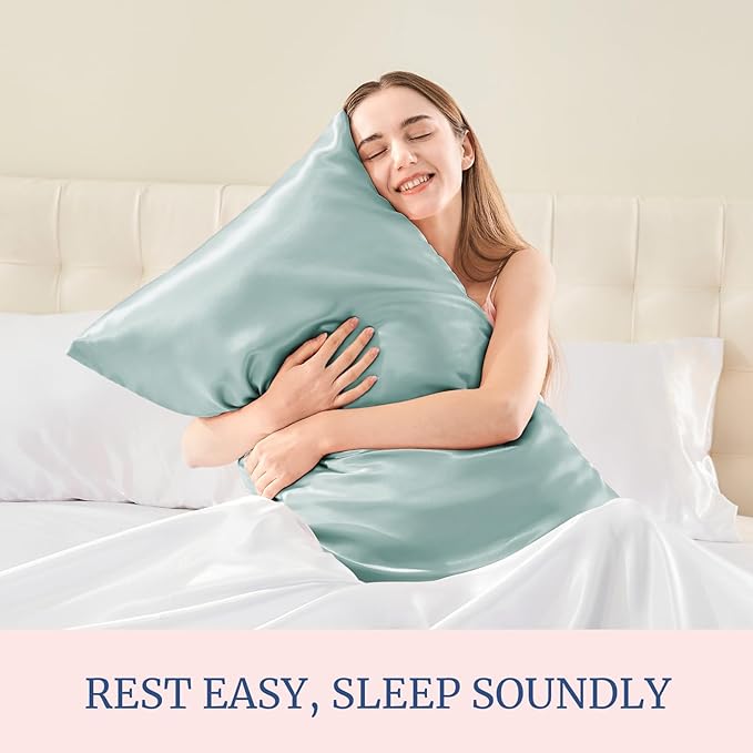 BEDELITE Satin Pillowcase for Hair and Skin, Super Soft Similar to Silk Pillow Cases 4 Pack with Envelope Closure, Cooling Pillowcases for Women Men (20"x36" King Size, Haze Blue)