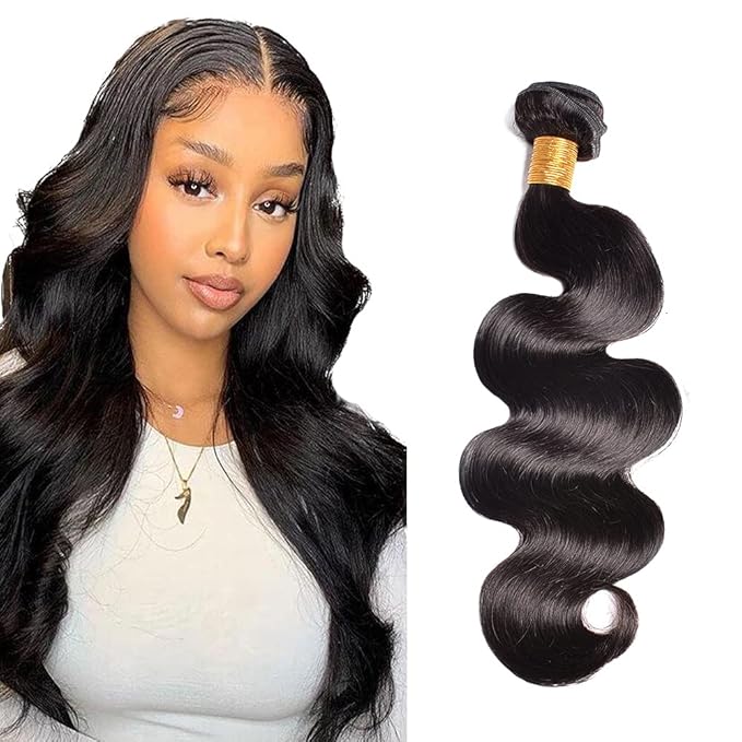 Human Hair Bundles Color 1B Body Wave Bundles Hair Extensions Grade 8A Virgin Remy Hair 1 Bundle 26 Inch Double Weft Natural Black Body Wave Hair Weave