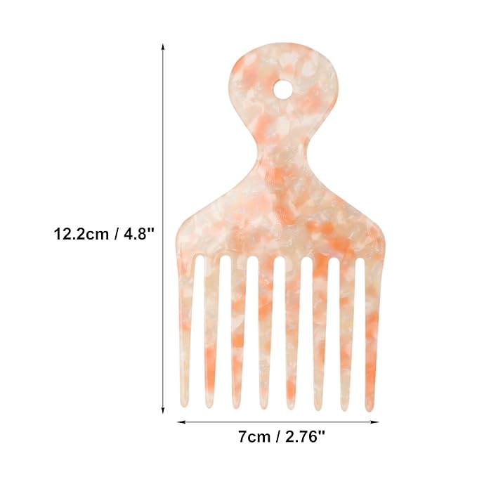 VOCOSTE Hair Picks for Curly Hair, Gentle Detangling Wide Tooth Comb, Afro Pick, Hair Pick Comb, Hangable Hair Styling Tool for Hair Care, Orange