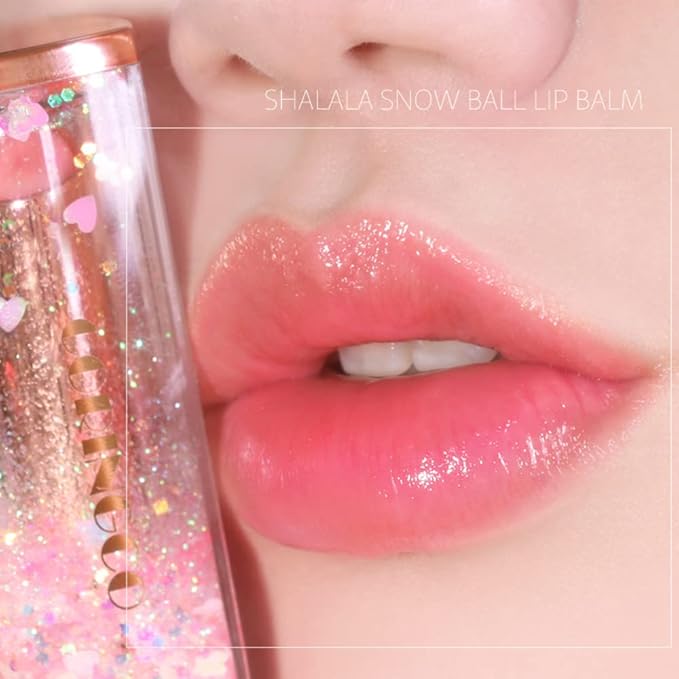 [SET] CORINGCO Sparkle Cute Color Changing Lip Balm｜ Colored Lip Cream Lip Gloss, Glitter Lip Care Lip Pack Birthday Gift Glitter Gift Sequin Shiny Spangle Lipbalm (#06 Apple Red)