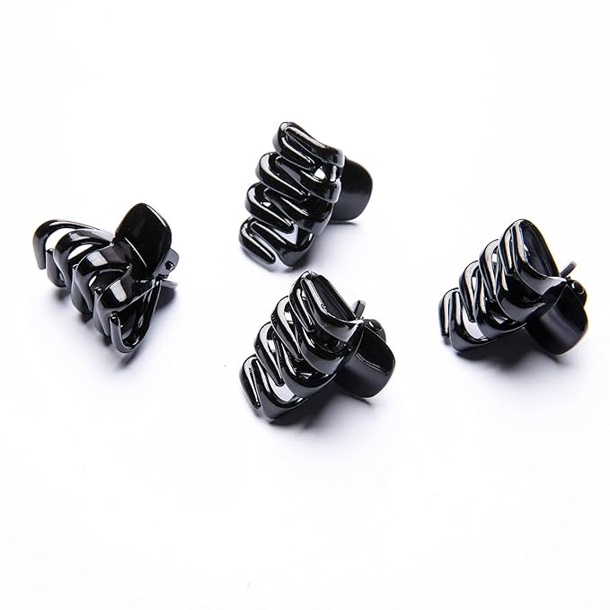 Cobahom 12 Pack Small Hair Claw Clips 1.2 Inch Plastic Hair Clips for Thin Hair No-Slip Mini Hair Clips Hair Styling Accessories for Women and Girls (Black)