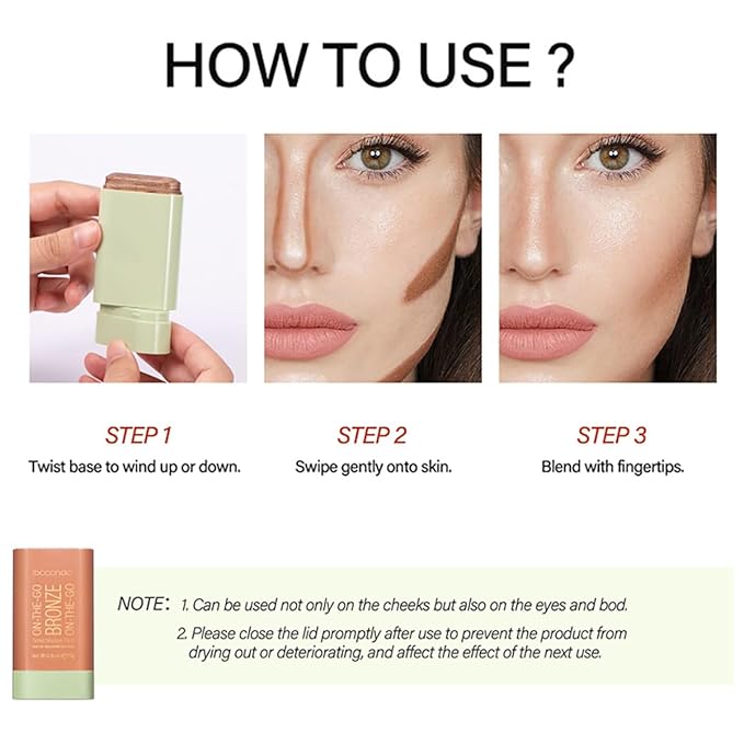 Multi-Use Makeup Blush Stick, Cream Blush Stick, Tinted Solid Moisturizer Stick for Cheek & Eyes & Lips, Waterproof Natural Nude Makeup, Suitable for All Skin (1#Warm Glow)