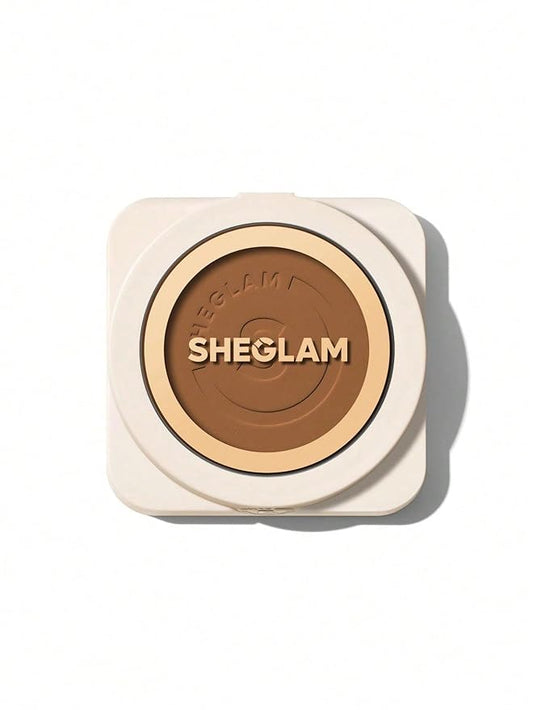 SHEGLAM SKin-Focus Full Coverage Powder Foundation Oil-Control Lightweight Face Pressed Powder Makeup-Camel