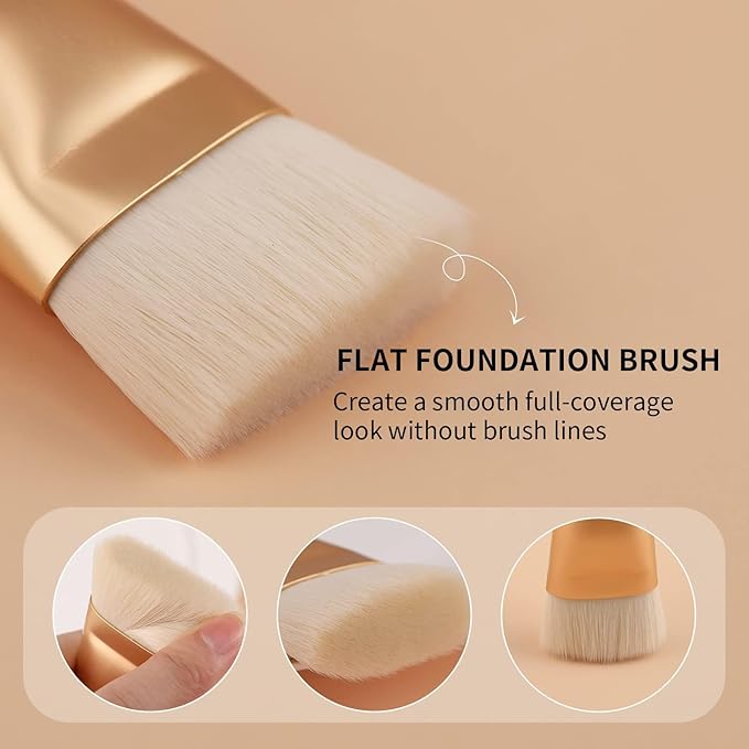 DUcare Contour Brush, Flat Top & Oval Head Face Contouring Brush For Blending & Buffing, Multi-Purpose Face Makeup Brushes for Liquid Foundation/Cream/Facial Mask