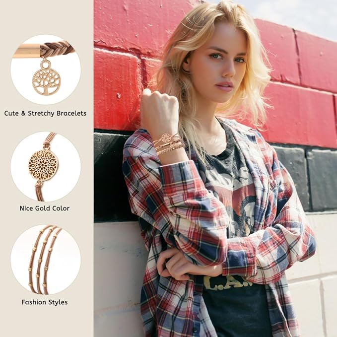 DIYDEC 10PCS Hair Ties Bracelet for Women 5 Styles Soft Braided Boho Hair Bands Elastic No Damage Hair Ties for Girls thick Thin Long Curly Hair Accessories(Beige and light coffee)