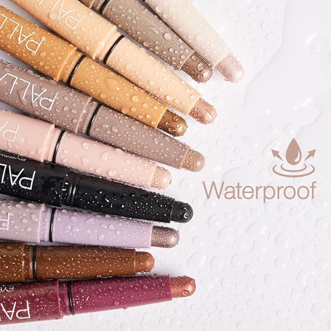 Palladio Waterproof Eyeshadow Stick with Blending Sponge, Long Lasting & Effortless Application, Smudge Free & Crease Proof Formula, Matte & Shimmer Shades, Buildable Eye Shadow (Champagne Shimmer)