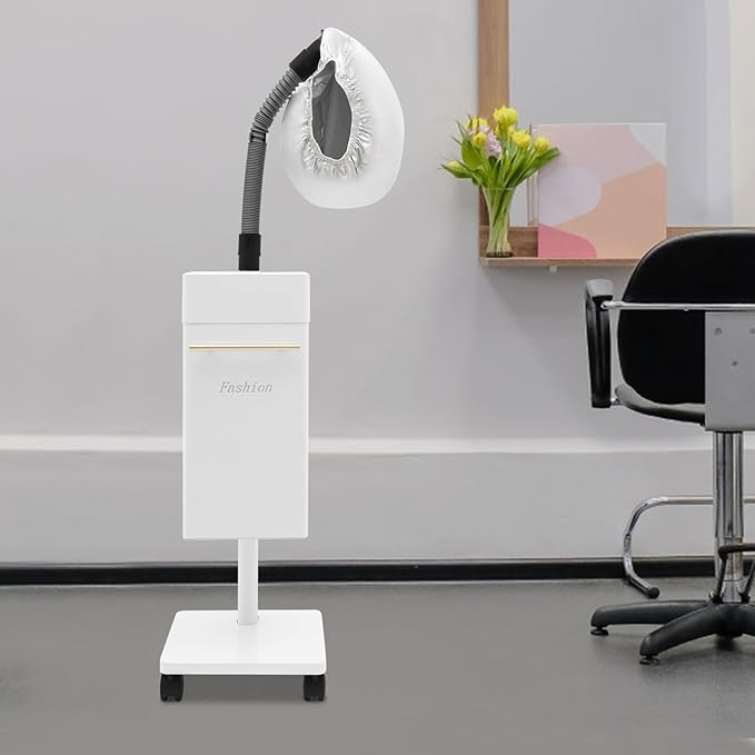 Professional Standing Hair Steamer, Nano Steam Hair Care Machine with Adjustable Time/Temp, Multifunctional Hair Care Equipment with Wheels for Salon & Home Use (White)