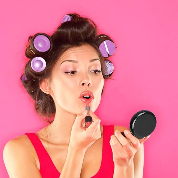 10 Pack Folding Travel Mini Hair Brush with Mirror, Round Hair Brushes Folding Pocket Hair Brush Mini Hair Comb for Women and Girls (Black)