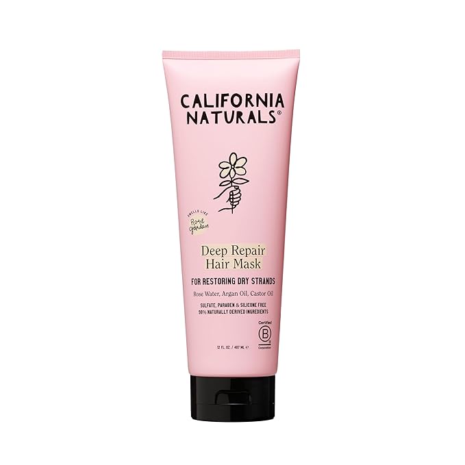 California Naturals Deep Repair Hair Mask, Deep Conditioner for Dry, Damaged Hair, Nautral, Vegan, Paraben and Sulfate Free, Hydrating and Conditioning, For Curly, Frizzy, All Hair Types, 12 fl oz