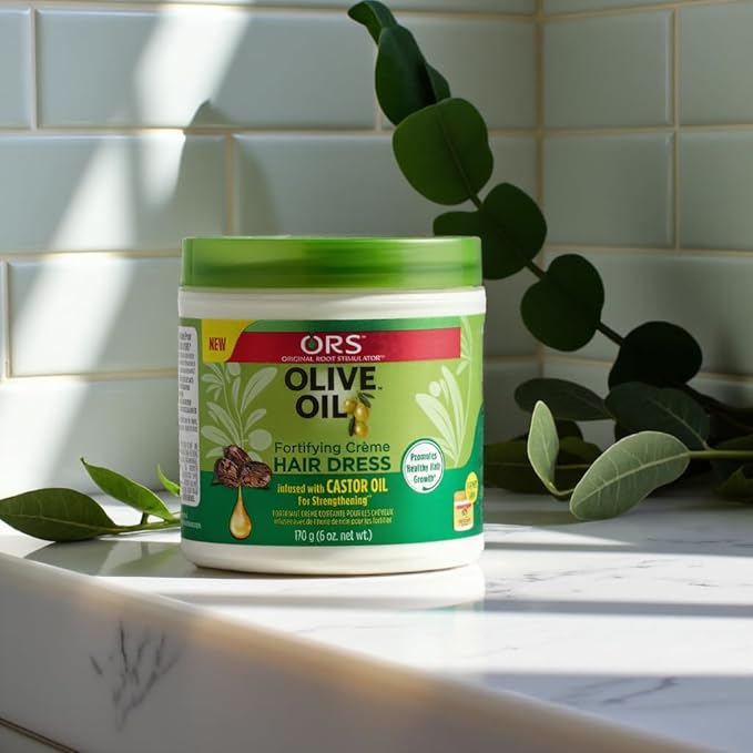 ORS Olive Oil Fortifying Cream Hair Dress Infused with Castor Oil for Strengthening 6 Ounce
