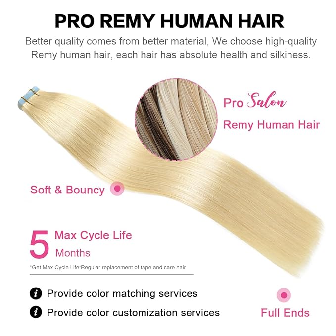 SUYYA Tape in Hair Extensions Human Hair Bleach Blonde 30 Inch 60g/pack 20pcs Straight Seamless Skin Weft Tape in Real Human Hair Extensions (30 inch #613 Bleach Blonde)