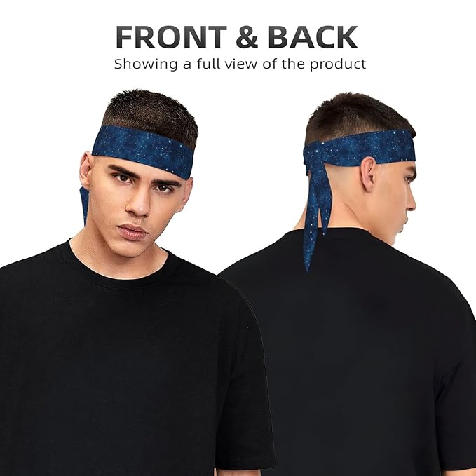 Men Women Sports Sweat Band, Multifunction Elastic Head Ribbon for Running Workout Shower, Novelty Constellation Galaxy Starry Night Stars Glow In The Dark Midnight Headdress Hair Decor