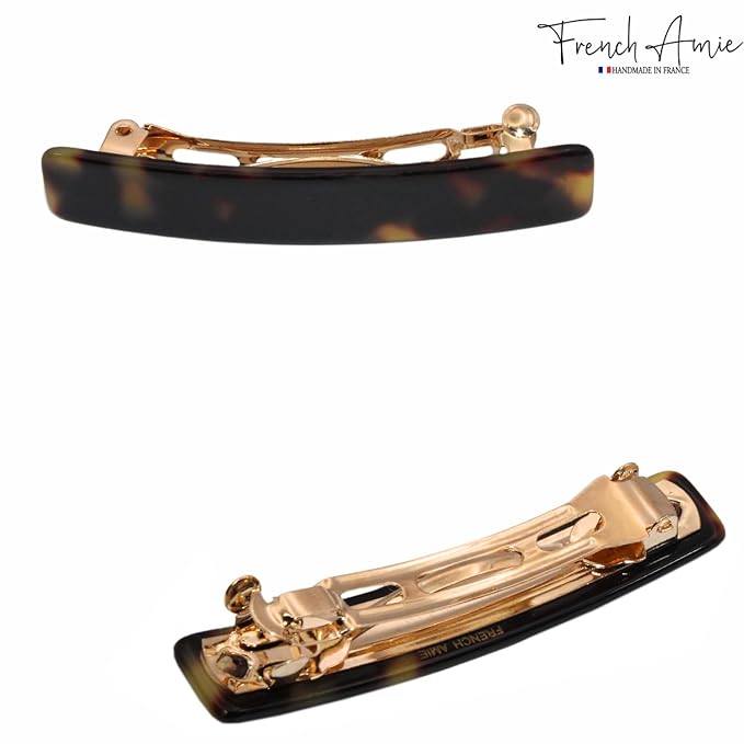 French Amie Small 2 1/4 inch Celluloid Handmade Hair Barrette No Slip Grip Durable Styling Women Hair Accessories Hair Clip for Girls, Made in France(Tokyo)
