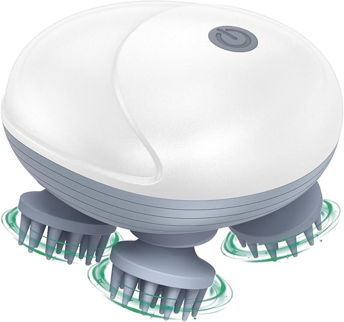 ORIA Electric Scalp Massager, Pet Massager for Dogs and Cats, Waterproof Head Massager with 4 Removable Massage Heads, 96 Nodes, for Stress Relief, Full Body Relaxation, Promote Bonding