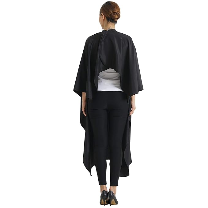 Professional Salon Cape Polyester Haircut Apron Barber Cape,54"x62",Black,C007001E-L